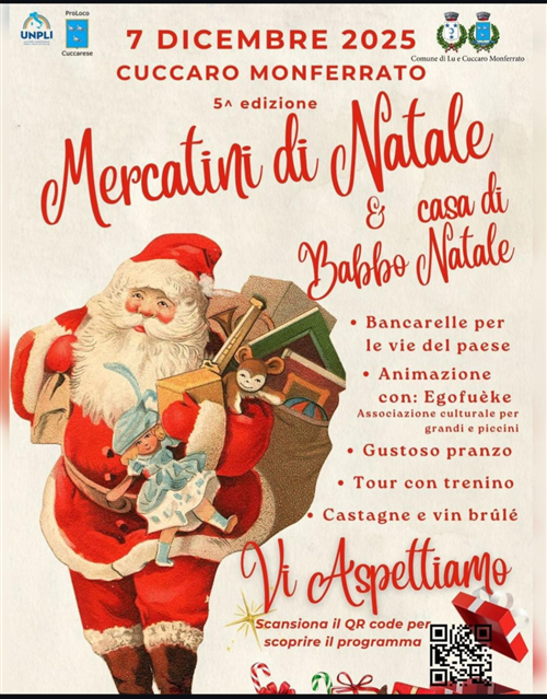 5^ EDIZIONE MERCATINI DI NATALE - 7 dicembre 2025 - Località Cuccaro Monferrato