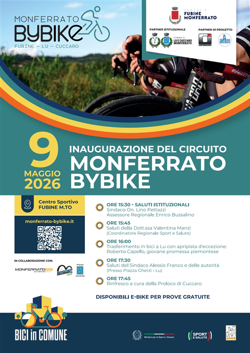 BICI in Comune.
INAUGURAZIONE DEL CIRCUITO MONFERRATO BYBIKE